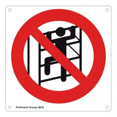 Cartello vietato arrampicarsi sugli scaffali