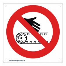 Cartello vietato mettere mani-nastro trasportatore
