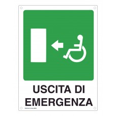 Cartello uscita d'emergenza disabili-sinistra