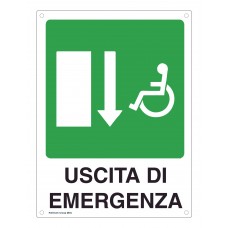 Cartello uscita d'emergenza disabili-basso