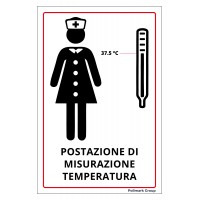 Cartello in pvc adesivo "Postazione di misurazione temperatura"