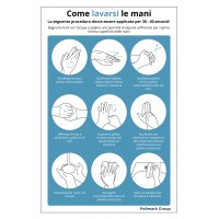 Cartello in pvc adesivo "Come lavarsi le mani"