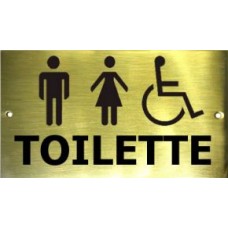 Pittogramma in ottone mm.1,5 "toilette uomini, donne, disabili"