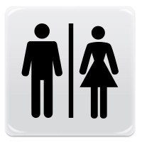 Pittogramma adesivo effetto lente "WC uomo donna" 