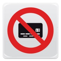 Pittogramma adesivo effetto lente "non si accettano carte di credito"