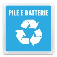 Pittogramma adesivo effetto lente "rifiuti - pile e batterie"