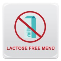 Pittogramma adesivo effetto lente "lactose free menu"
