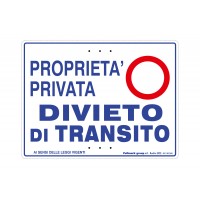 Tabella perimetrale in polipropilene "Proprietà privata - divieto di transito"
