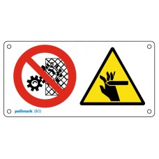Cartello multisimbolo: Vietato rimuovere i dispositivi di sicurezza - Pericolo taglio orizzontale