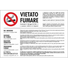 Cartello vietato fumare multilingue mm.175x250 con biadesivo