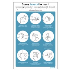 Cartello in pvc adesivo "Come lavarsi le mani"