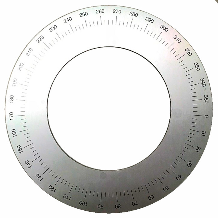 Goniometro in alluminio spessore mm.2 Ø mm.225