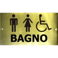 Pittogramma in ottone mm.1,5 "bagno uomini, donne, disabili"