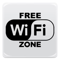 Pittogramma adesivo effetto lente "free wi-fi zone"