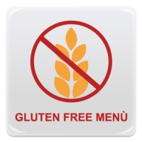Pittogramma adesivo effetto lente "gluten free menu"