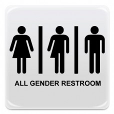 Pittogramma adesivo effetto lente "all gender restroom - Bagno per tutti" 