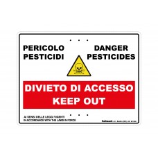 Tabella perimetrale bilingue in polipropilene "Pericolo pesticidi" 